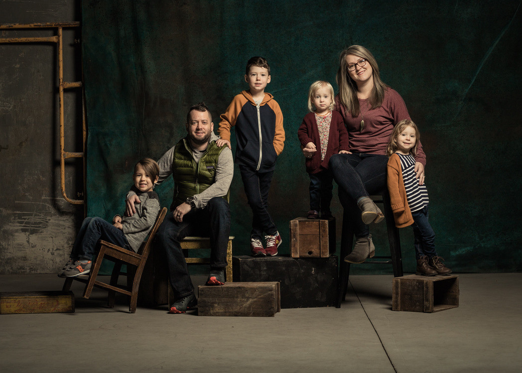 The Derington family together in a studio