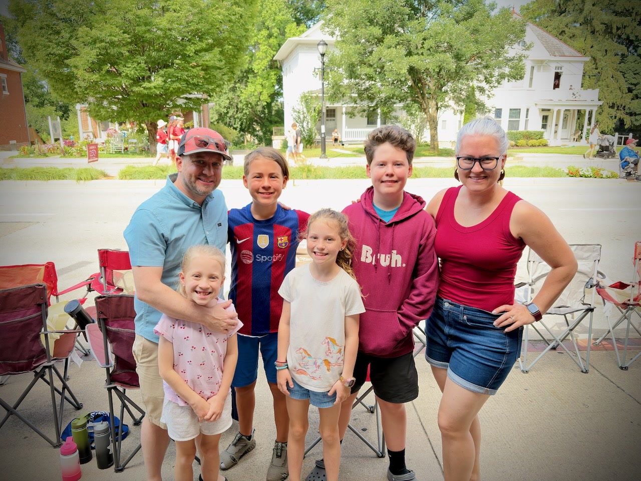 The Derington family together at a Fourth of July parade